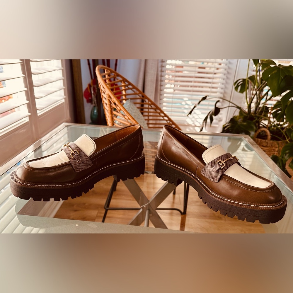 Sam Edelman Brown and White Chunky Laurs Loafers